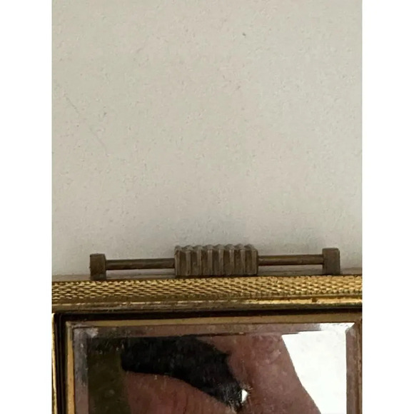 Vintage Small Gold Metal Frame Twofold Goldtone Picture Frame Nursery Decor - Picture 5 of 9